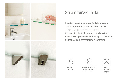 Mensola da bagno in vetro in vetro semitrasparente