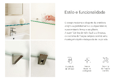 Mensola da bagno in vetro in vetro semitrasparente