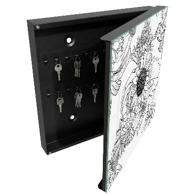 Scatola porta chiavi Fiori bianchi e neri