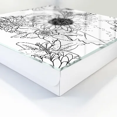 Scatola porta chiavi Fiori bianchi e neri