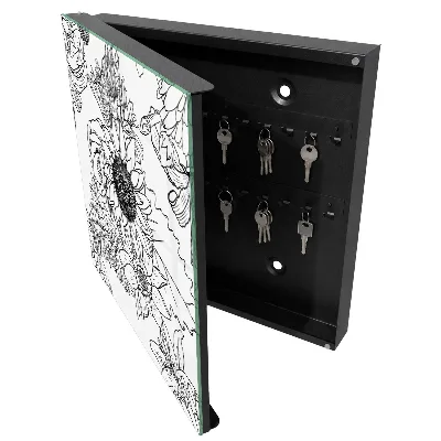 Scatola porta chiavi Fiori bianchi e neri