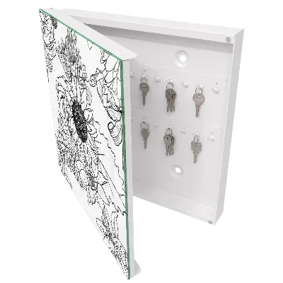 Scatola porta chiavi Fiori bianchi e neri