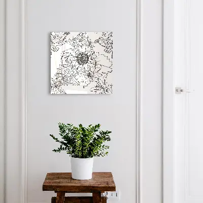 Scatola porta chiavi Fiori bianchi e neri