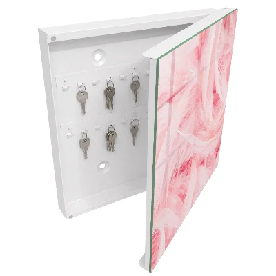 Scatola porta chiavi Piume rosa