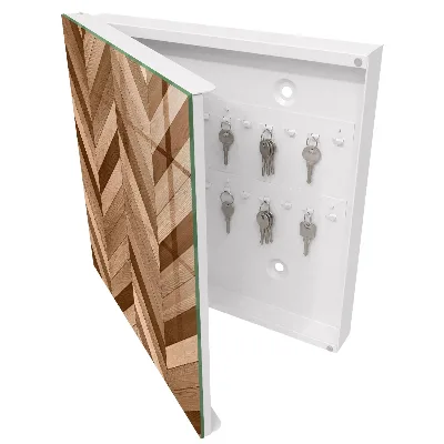 Scatola porta chiavi Spina di pesce in legno