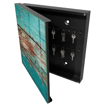 Scatola porta chiavi Legno turchese
