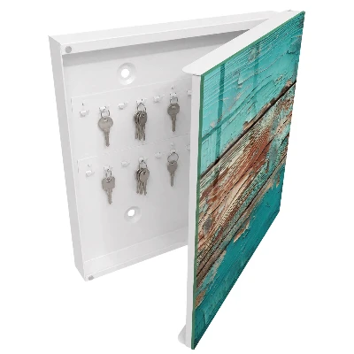 Scatola porta chiavi Legno turchese
