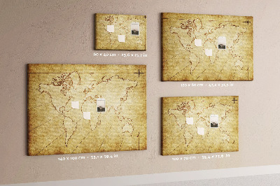 Bacheca di sughero Vecchia mappa del mondo