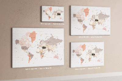 Lavagna sughero Mappa dettagliata del mondo