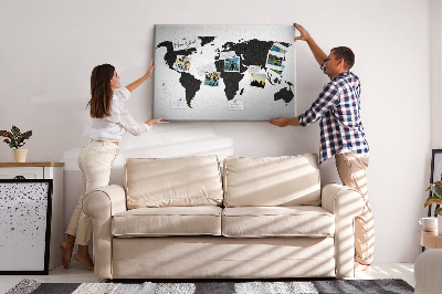 Lavagna sughero Mappa nera del mondo