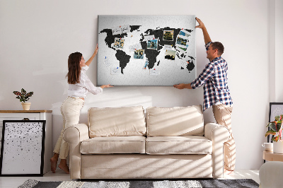 Lavagna sughero Mappa nera del mondo