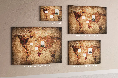 Lavagna sughero Vecchia mappa del mondo