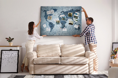 Bacheca di sughero Mappa del mondo dipinta