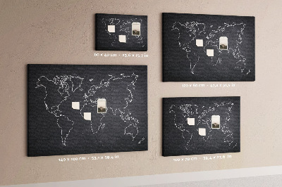 Lavagna sughero Schema della mappa del mondo