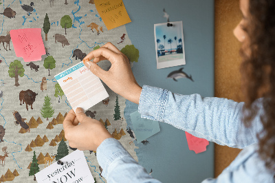 Lavagna sughero Mappa degli animali