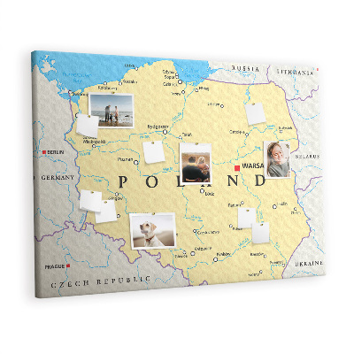 Lavagna sughero Mappa politica della polonia