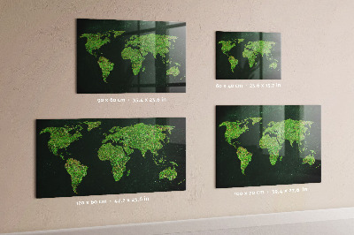 Lavagna magnetica design Mappa del mondo erbosa