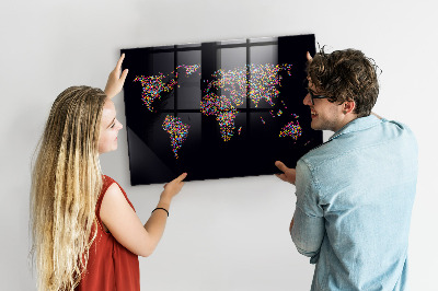 Lavagna magnetica design Mappa del mondo con punti