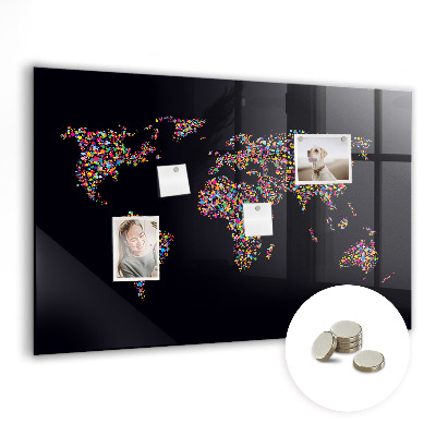Lavagna magnetica design Mappa del mondo con punti