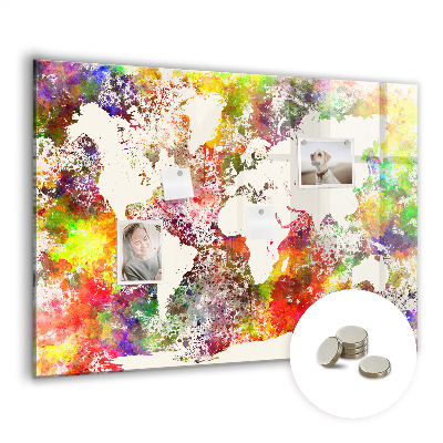 Lavagna magnetica design Mappa del mondo ad acquerello