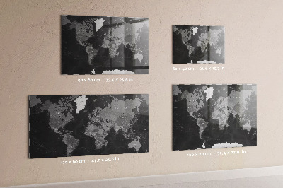 Lavagna magnetica design Mappa del mondo nera