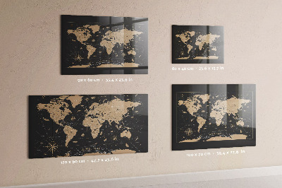 Lavagna magnetica design Mappa del mondo d'epoca