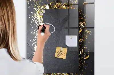 Lavagna magnetica con pennarello con coriandoli dorati