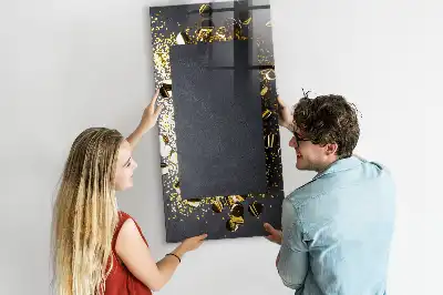 Lavagna magnetica con pennarello con coriandoli dorati
