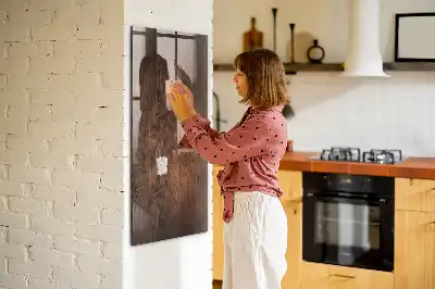Lavagna magnetica per disegnare in legno scuro