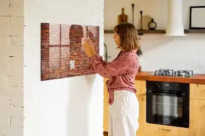 Lavagna magnetica scrivibile con stampa di un vecchio muro di mattoni