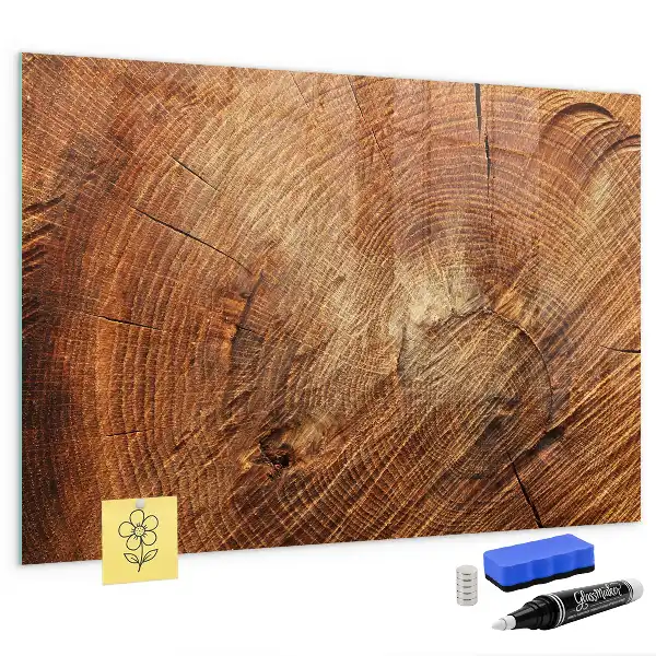 Lavagna magnetica con pennarelli decorazione a forma di vecchio tronco d'albero