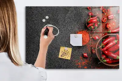 Lavagna magnetica scrivibile con decorazione peperoncini rossi
