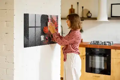 Lavagna magnetica scrivibile con decorazione peperoncini rossi