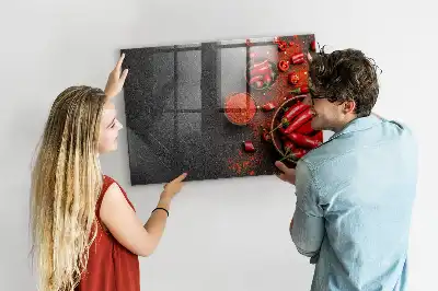 Lavagna magnetica scrivibile con decorazione peperoncini rossi