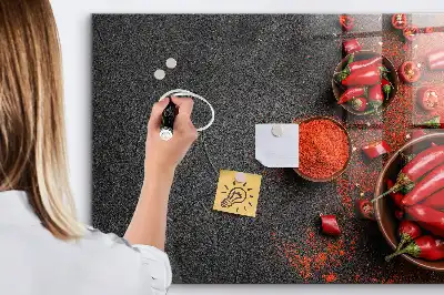 Lavagna magnetica scrivibile con decorazione peperoncini rossi