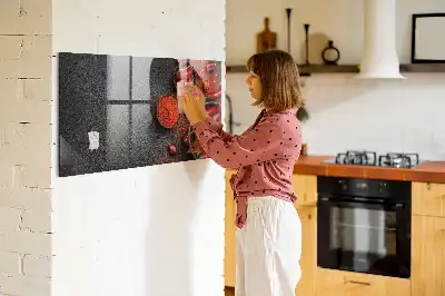Lavagna magnetica scrivibile con decorazione peperoncini rossi