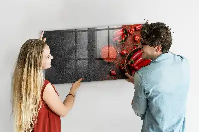 Lavagna magnetica scrivibile con decorazione peperoncini rossi