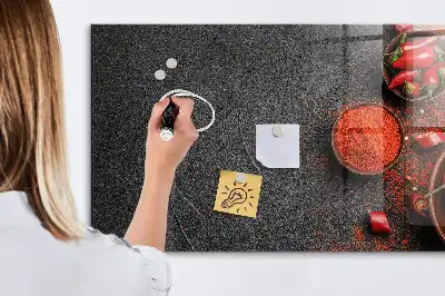 Lavagna magnetica scrivibile con decorazione peperoncini rossi