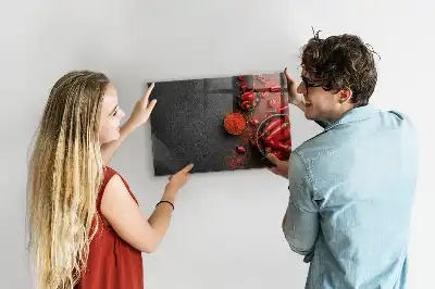 Lavagna magnetica scrivibile con decorazione peperoncini rossi