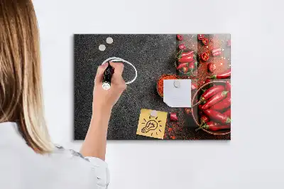 Lavagna magnetica scrivibile con decorazione peperoncini rossi