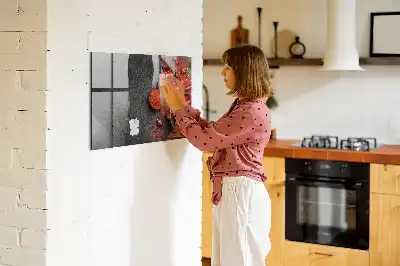 Lavagna magnetica scrivibile con decorazione peperoncini rossi
