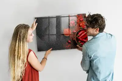 Lavagna magnetica scrivibile con decorazione peperoncini rossi
