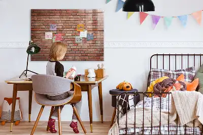 Lavagna magnetica scrivibile decorazione con motivo muro di mattoni