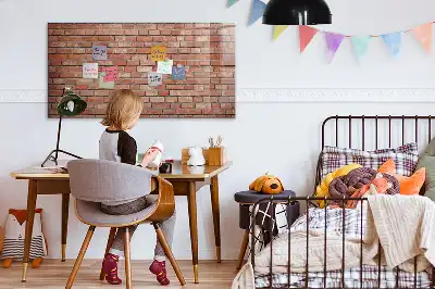 Lavagna magnetica scrivibile decorazione con motivo muro di mattoni