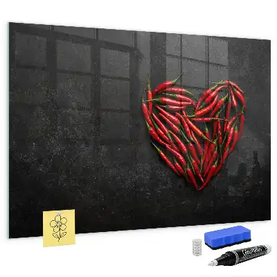 Lavagna magnetica scrivibile decorazione a forma di cuore di peperoncini