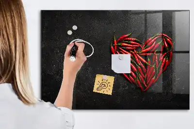 Lavagna magnetica scrivibile decorazione a forma di cuore di peperoncini