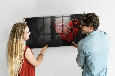 Lavagna magnetica scrivibile decorazione a forma di cuore di peperoncini