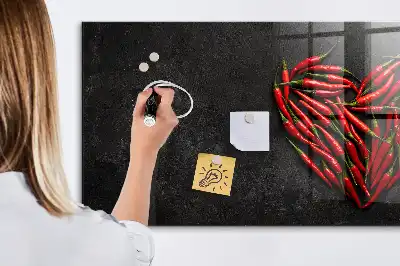 Lavagna magnetica scrivibile decorazione a forma di cuore di peperoncini