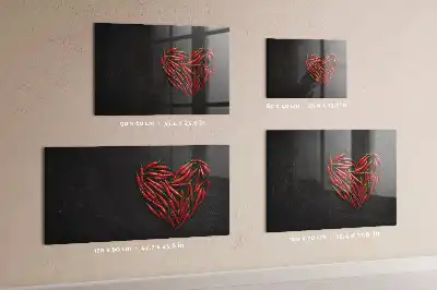 Lavagna magnetica scrivibile decorazione a forma di cuore di peperoncini
