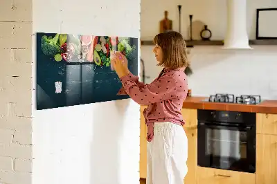 Lavagna magnetica scrivibile con motivo verdure sulla tavola
